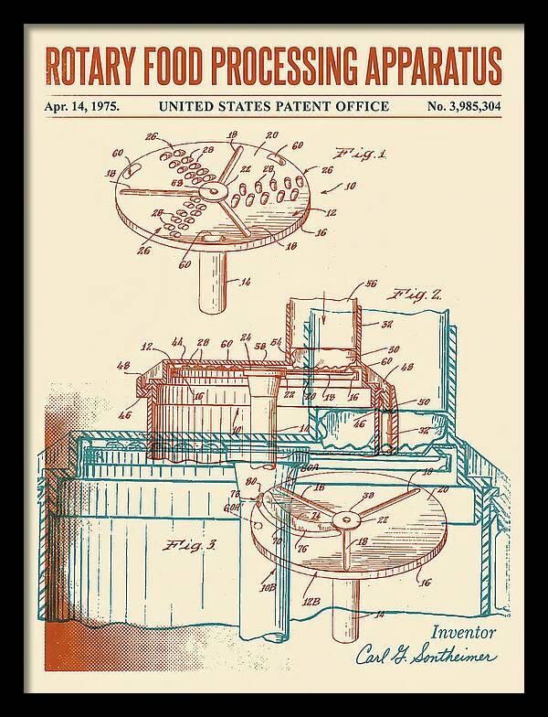 Rotary Food Processing Apparatus Cuisinart Retro Patent Us3985304a