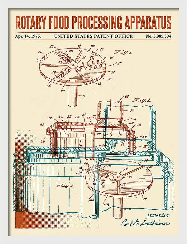 Rotary Food Processing Apparatus Cuisinart Retro Patent Us3985304a