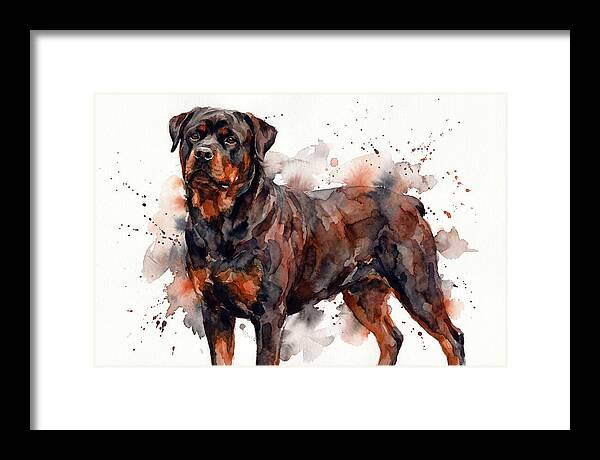 Rottweiler Watercolor Portrait