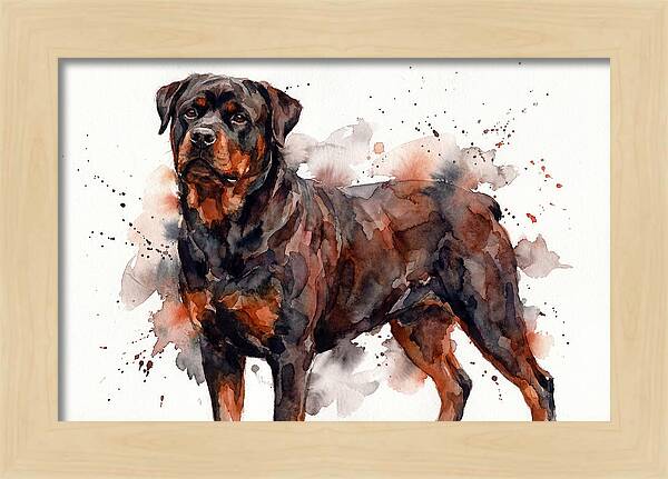 Rottweiler Watercolor Portrait