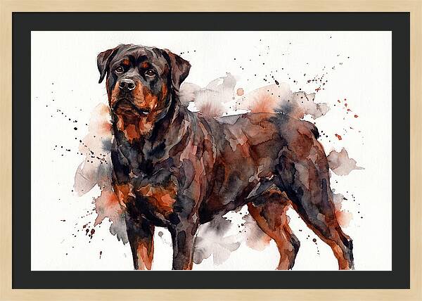 Rottweiler Watercolor Portrait