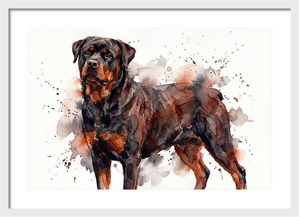 Rottweiler Watercolor Portrait
