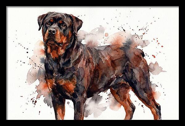 Rottweiler Watercolor Portrait