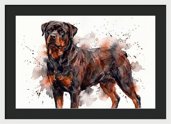 Rottweiler Watercolor Portrait