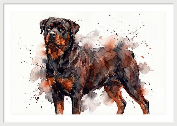 Rottweiler Watercolor Portrait