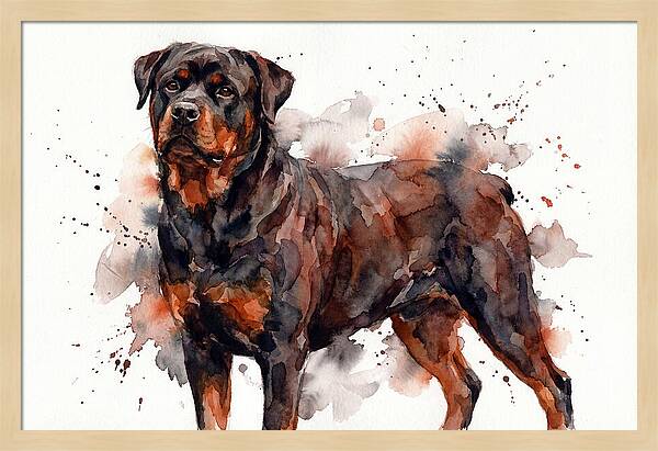 Rottweiler Watercolor Portrait