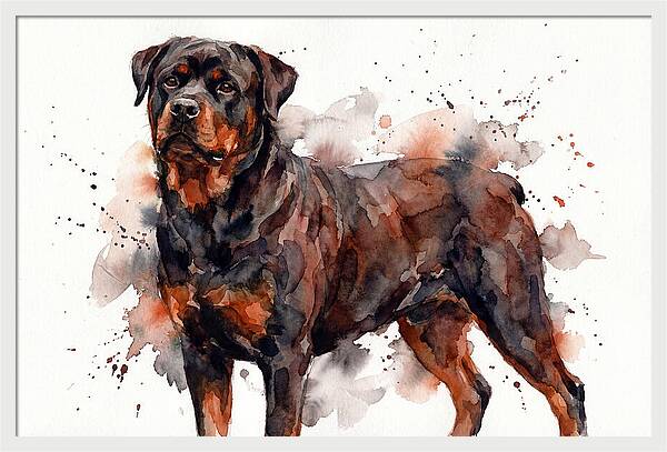 Rottweiler Watercolor Portrait