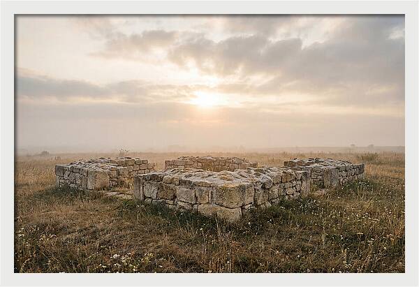 Rough Stone Foundation At Sunrise