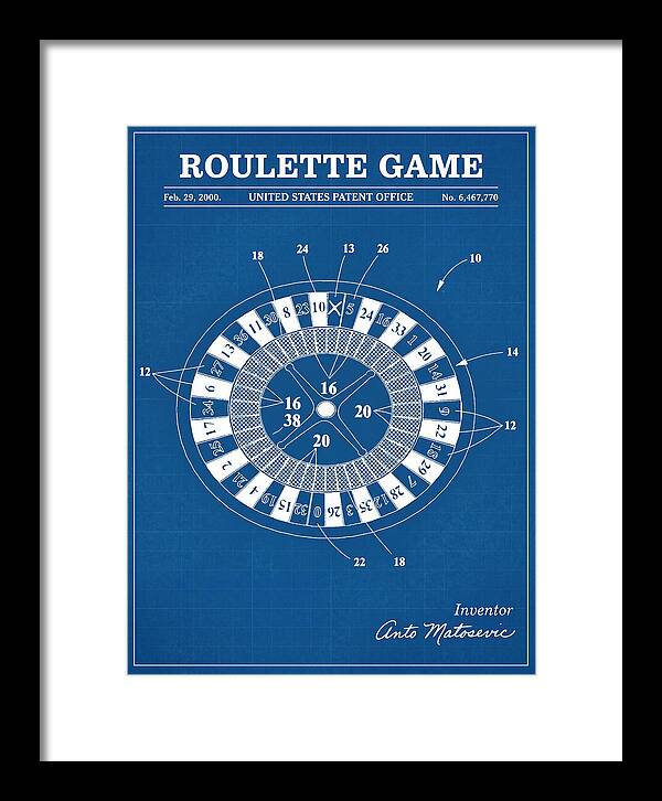Roulette Game Blueprint Patent Us6467770b1