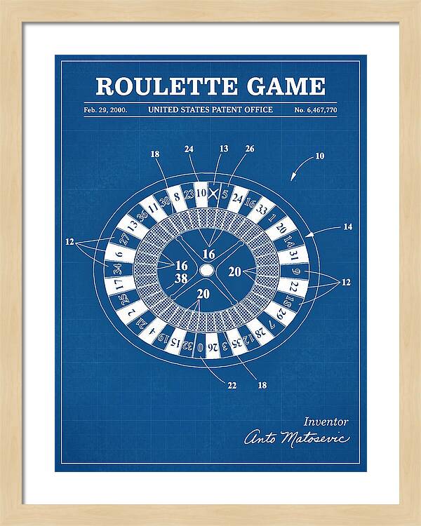Roulette Game Blueprint Patent Us6467770b1