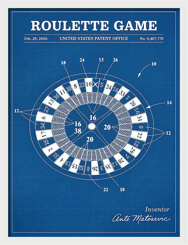 Roulette Game Blueprint Patent Us6467770b1