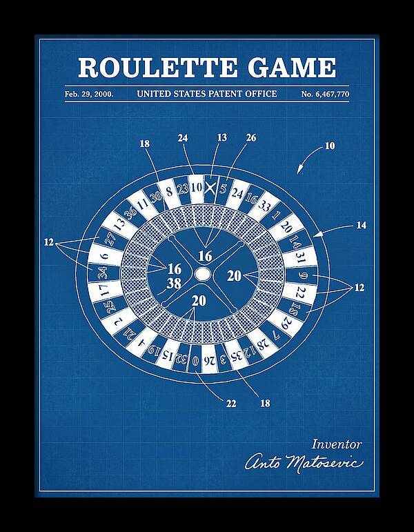 Roulette Game Blueprint Patent Us6467770b1