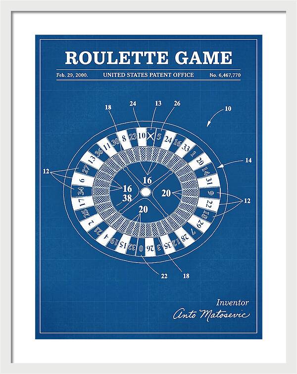 Roulette Game Blueprint Patent Us6467770b1