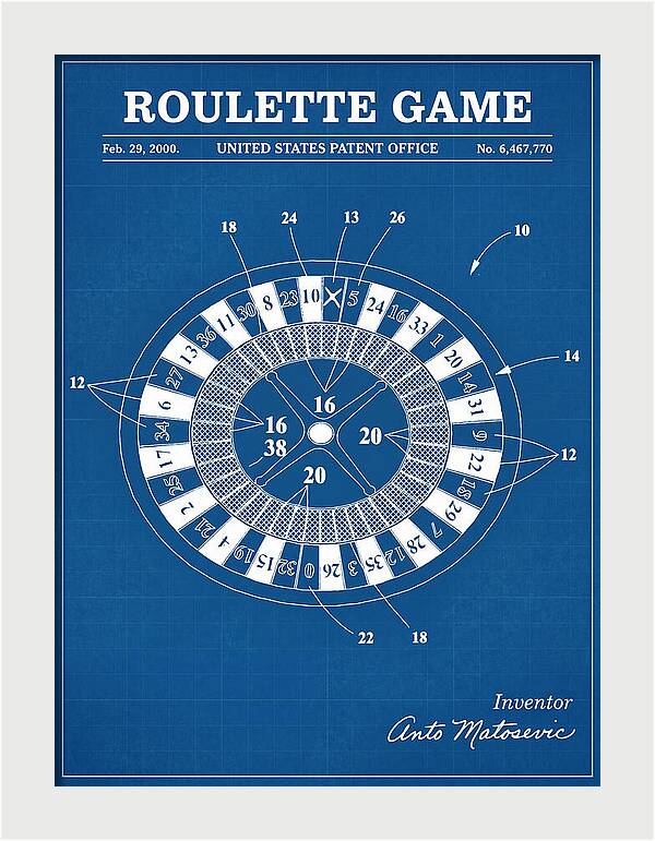 Roulette Game Blueprint Patent Us6467770b1