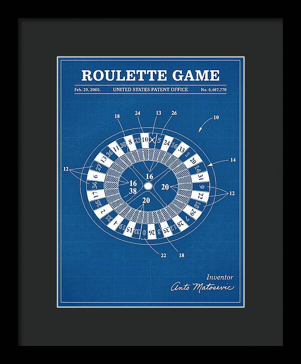 Roulette Game Blueprint Patent Us6467770b1