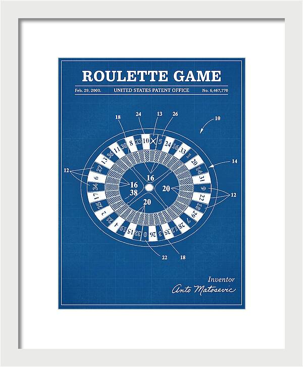 Roulette Game Blueprint Patent Us6467770b1