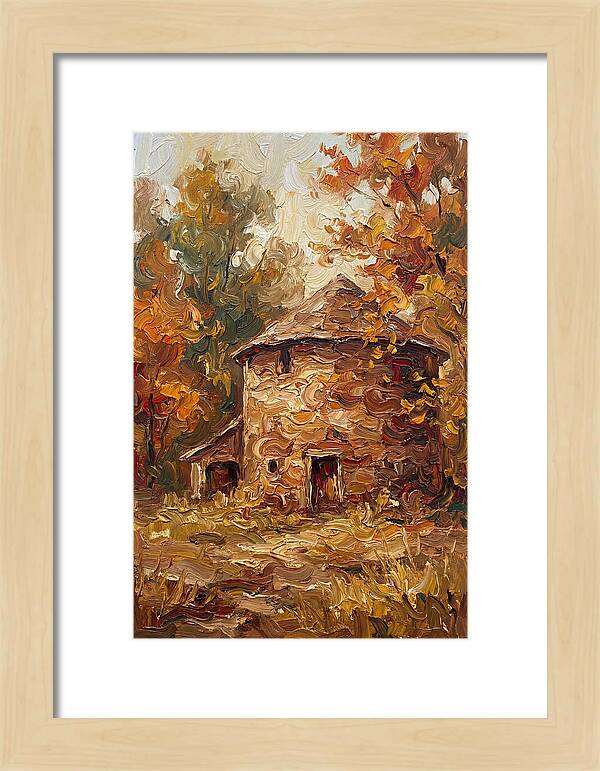 Round Stone Barn Surrounded By Fall Foliage