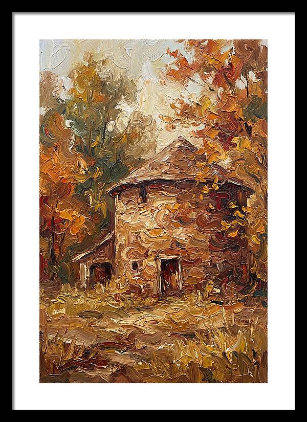 Round Stone Barn Surrounded By Fall Foliage
