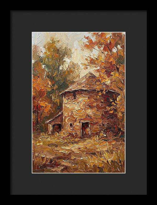 Round Stone Barn Surrounded By Fall Foliage