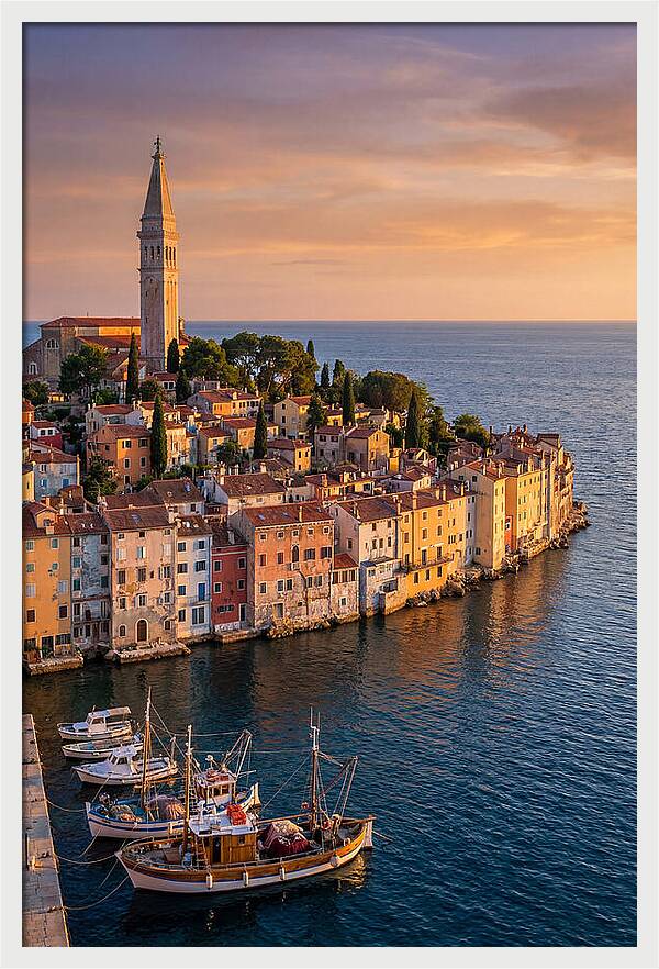 Rovinj Old Town At Golden Hour
