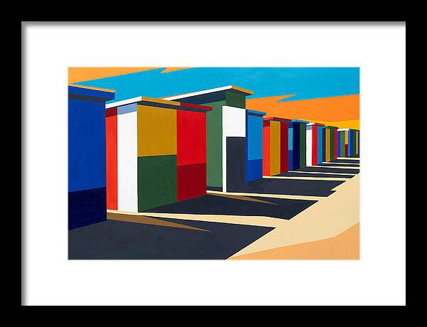 Row Of Colorful Beach Cabins
