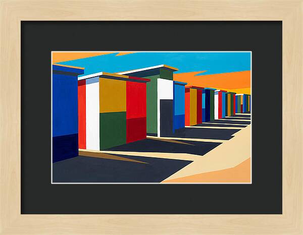 Row Of Colorful Beach Cabins