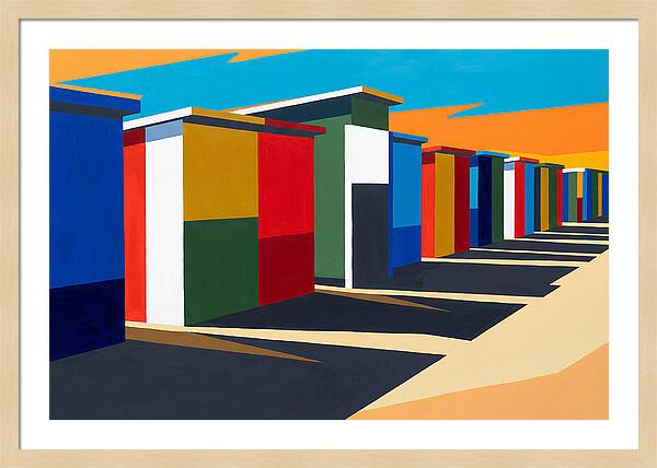 Row Of Colorful Beach Cabins