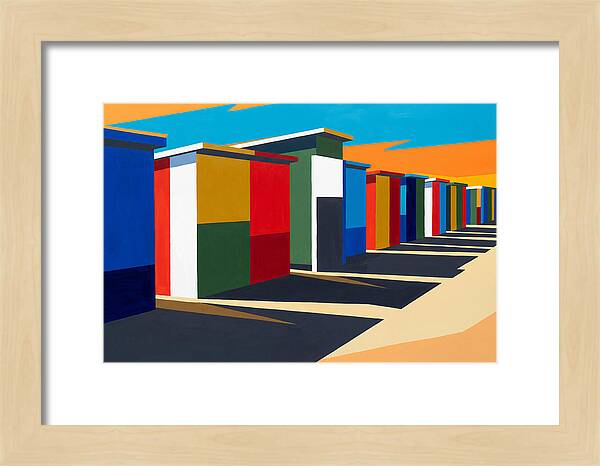 Row Of Colorful Beach Cabins