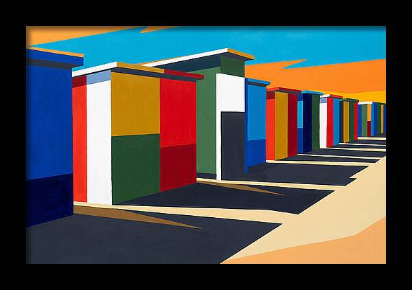 Row Of Colorful Beach Cabins