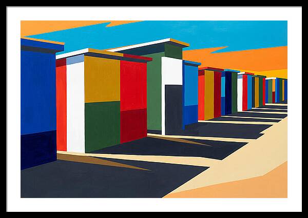 Row Of Colorful Beach Cabins