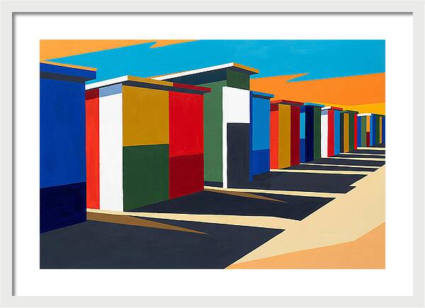 Row Of Colorful Beach Cabins