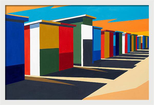 Row Of Colorful Beach Cabins