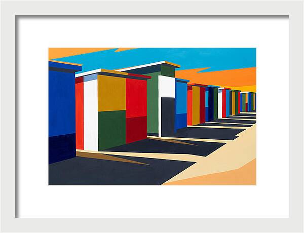 Row Of Colorful Beach Cabins