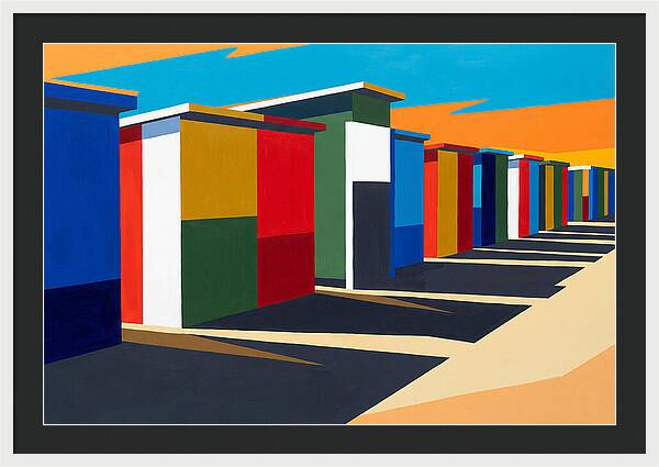 Row Of Colorful Beach Cabins