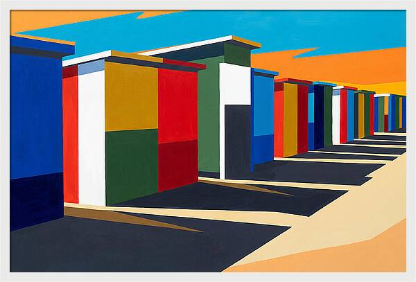 Row Of Colorful Beach Cabins