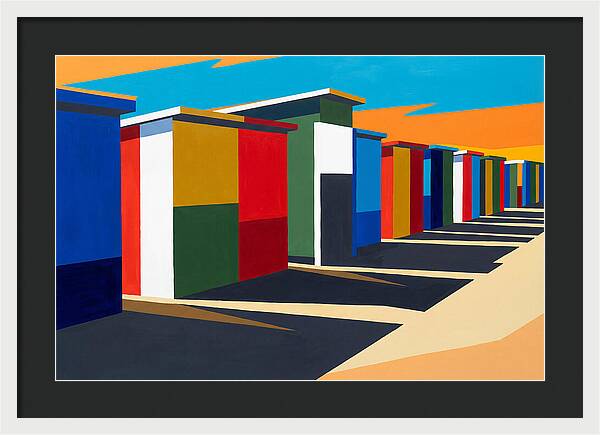 Row Of Colorful Beach Cabins