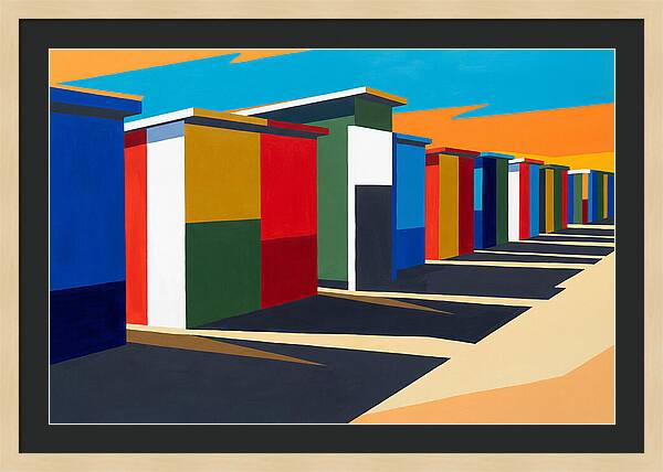 Row Of Colorful Beach Cabins