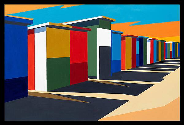 Row Of Colorful Beach Cabins