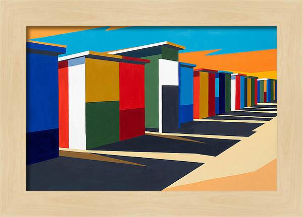 Row Of Colorful Beach Cabins