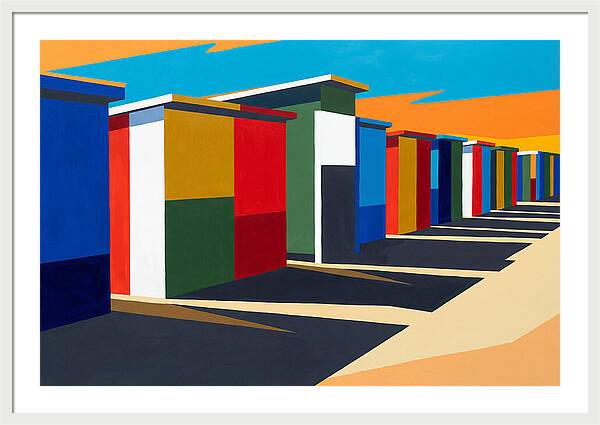 Row Of Colorful Beach Cabins