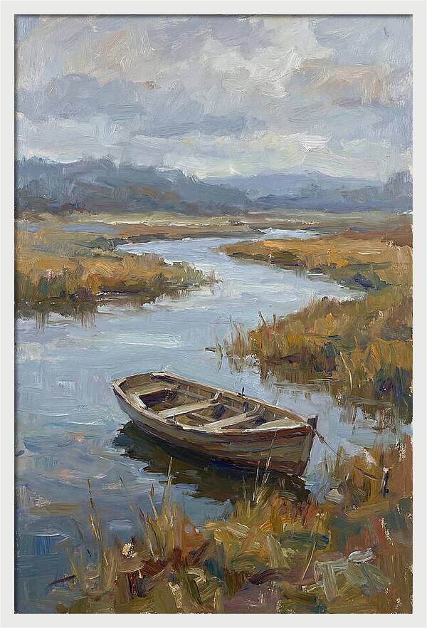 Rowboat Amidst Tranquil Waters