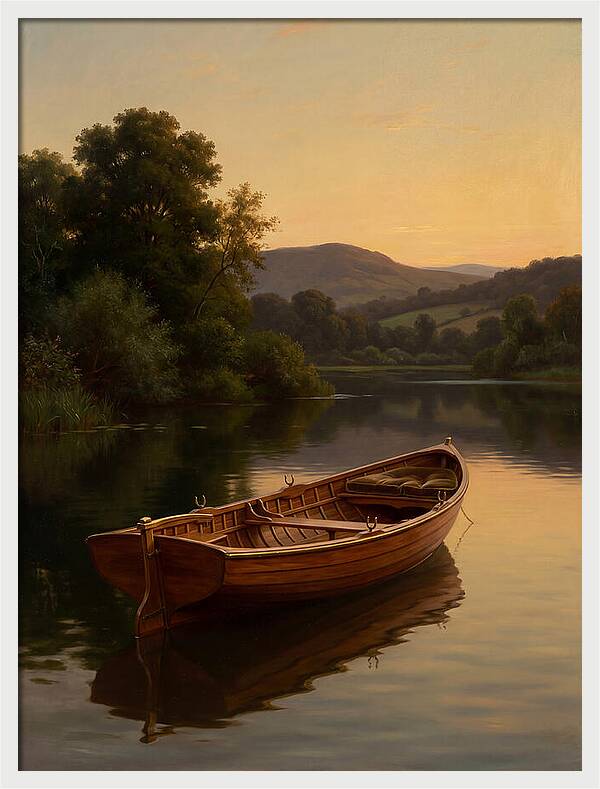 Rowboat Reflections At Dusk