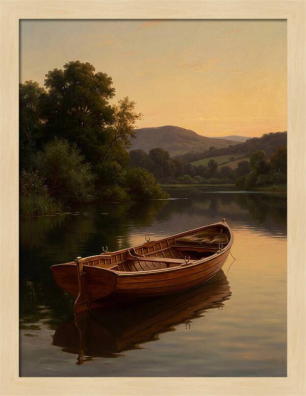 Rowboat Reflections At Dusk