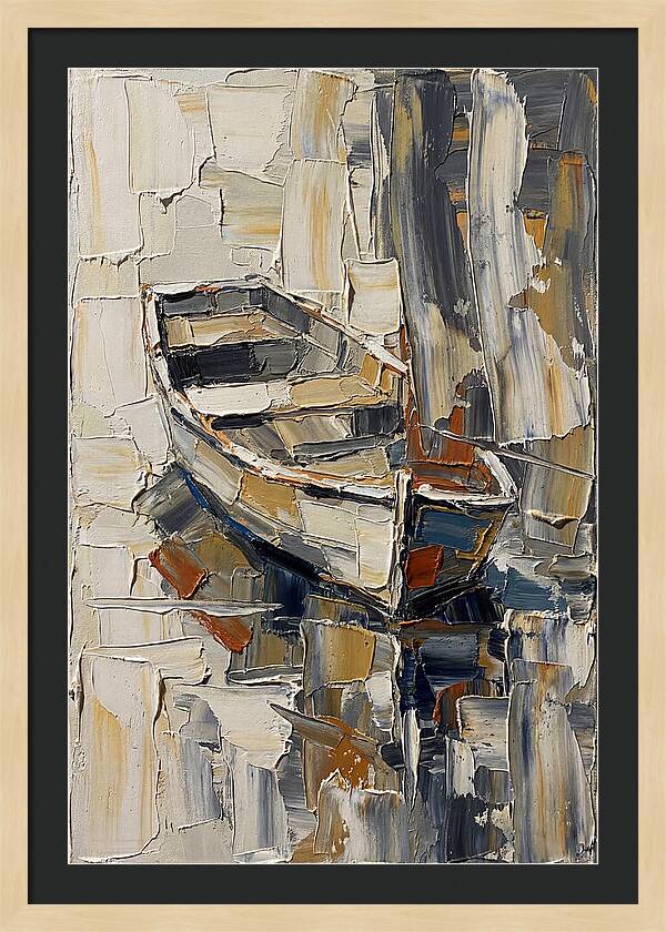 Rowboat Reflections In Texture