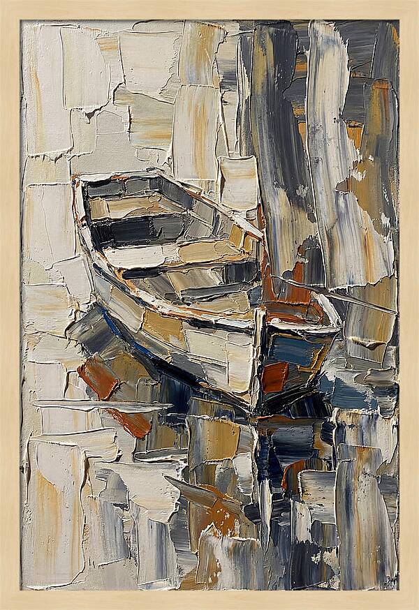Rowboat Reflections In Texture