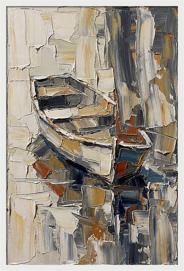 Rowboat Reflections In Texture
