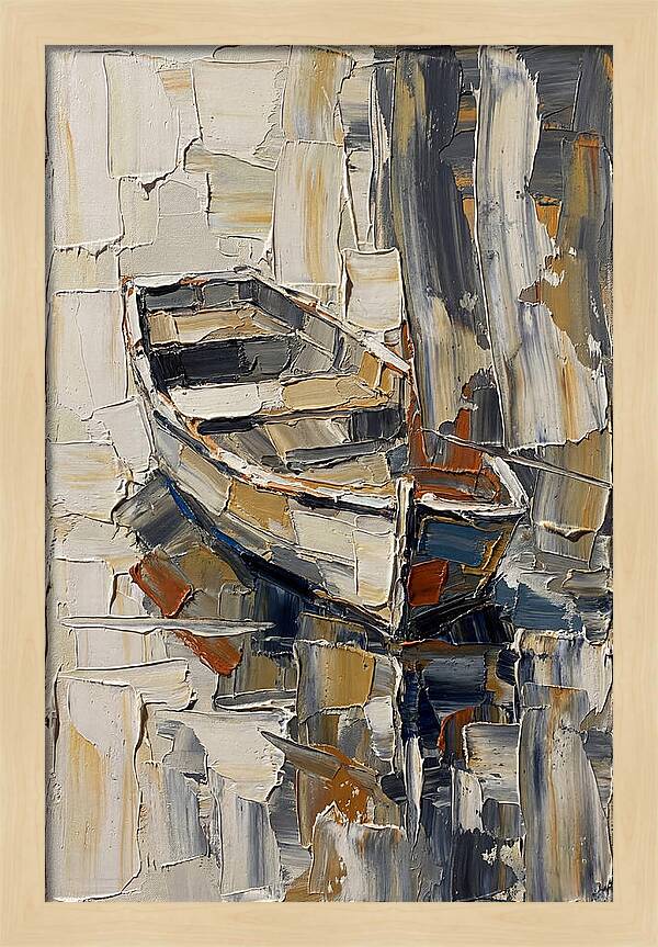 Rowboat Reflections In Texture