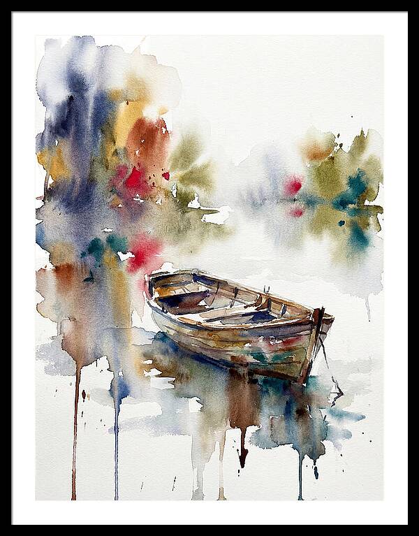 Rowboat Serenity In Watercolor