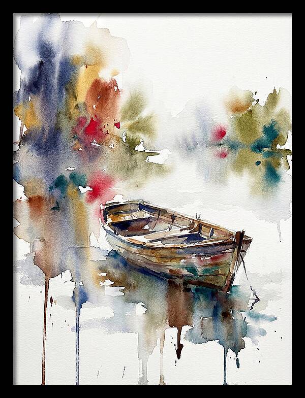 Rowboat Serenity In Watercolor
