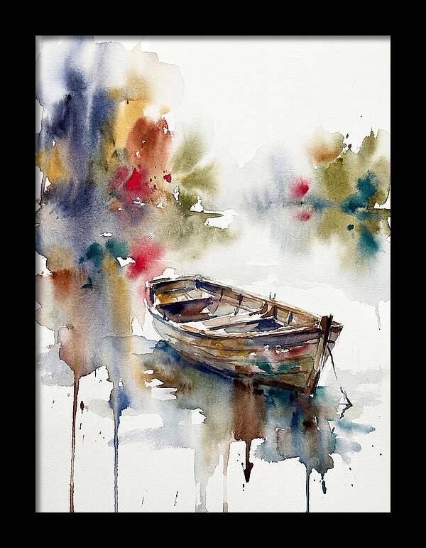 Rowboat Serenity In Watercolor